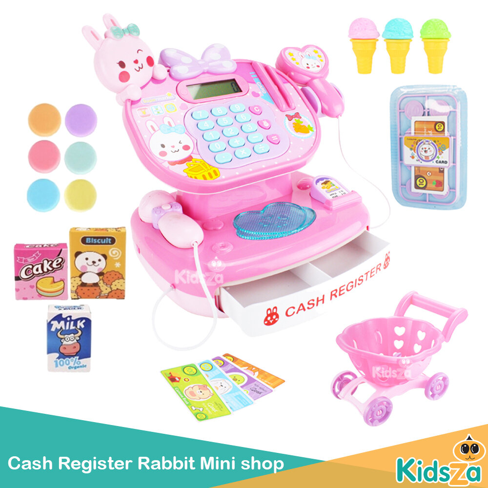 ชุดแคชเชียร์กระต่าย ระบบเครื่องคิดเลข Cash Register Rabbit Mini shop [ของเล่นบทบาทสมมติ]