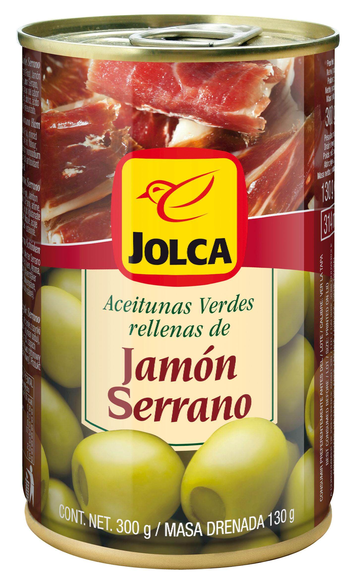 JOLCA มะกอกเขียวไร้เมล็ดยัดไส้แฮม นำเข้าจากประเทศสเปน ต้นตำรับมะกอกสายพันธุ์ดีที่สุดในโลก ขนาด 300 กรัม