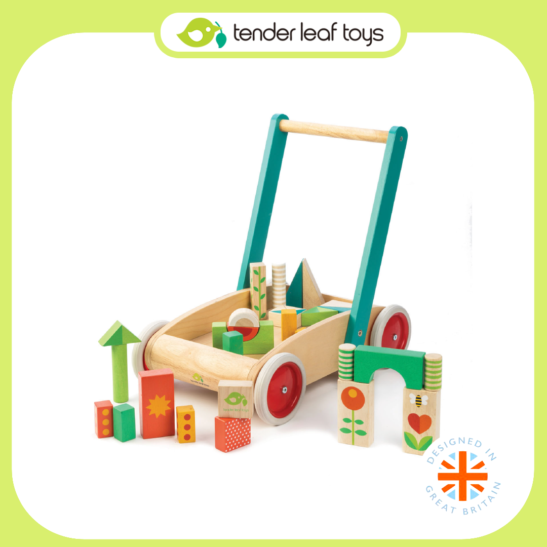 Tender Leaf Toys ของเล่นไม้ รถเข็นบล็อก Baby Block Walker