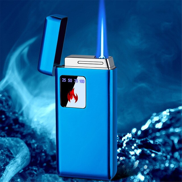 ZZOOI Jet Flame Lighter Touch Screen USB Electronic Lighter Windproof Refillable Butane Gas Lighter Creative Smoker Gift