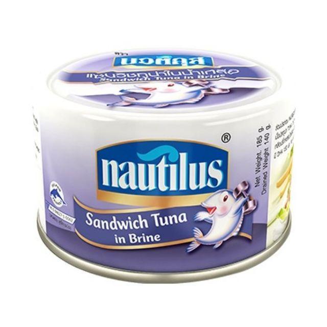 Nautilus นอติลุส ไลท์ ทูน่าแซนวิชในน้ำเกลือ ขนาด 165/185กรัม/กระป๋อง แพ็คละ4กระป๋อง My FooD