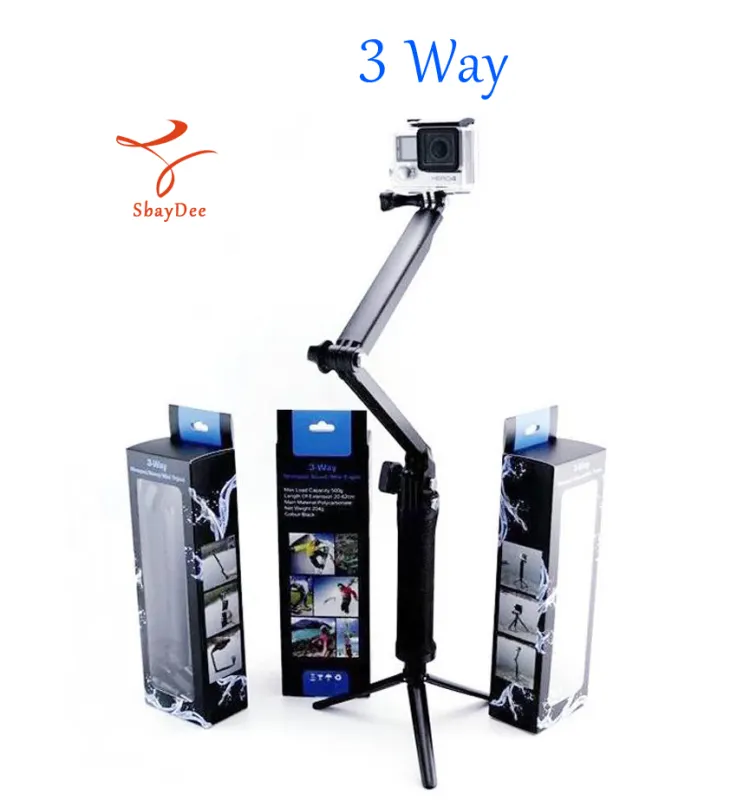 ภาพสินค้า3 Way ไม้เซลฟี่พับได้ ขาตั้ง3ขาในตัว สำหรับโทรศัพท์ และ กล้อง 3 Way Selfie Monopod GoPro Hero 11/10/9/8/8/7/6/5/4/3+/3 SJCam YI จากร้าน SbayDee_TH บน Lazada ภาพที่ 1