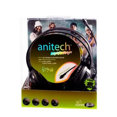Anitech Headphone with Mic. AK39 Black หูฟัง by Banana IT