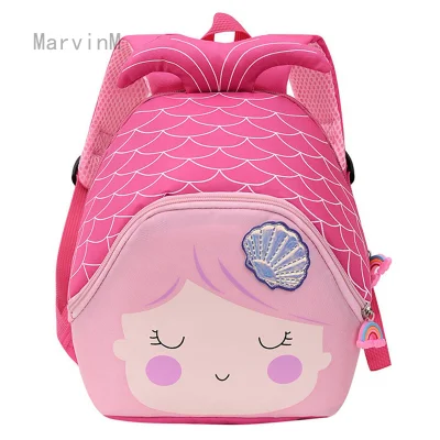 Marvinm Kartun Kanak-Kanak Mermaid Girl Backpack Fishtail Cute Mini Beg Sekolah Tadika Beg Sekolah Fesyen Bahu Beg