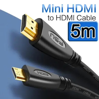 สาย Mini HDMI to HDMI Cable ยาว 5m 1.4 Version 1080p 3D High Speed Adapter with Gold plated plug for Camera Monitor Projector Notebook TABLETS DVD