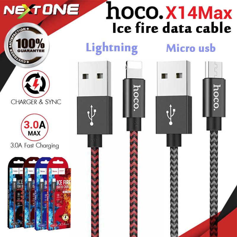 Hoco X14 Max สายชาร์จ Ice Fire for Lightning Micro USB สายมีความยาว 1และ2เมตร **สินค้าพร้อมส่ง** Nextone