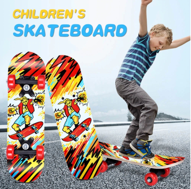สเก็ตบอร์ดสำหรับเด็ก skateboard สเก็ตบอร์ด 4 ล้อ ลายการ์ตูน(สำหรับเด็กเล็ก)( ขนาด: 40 ซม.*15ซม. )