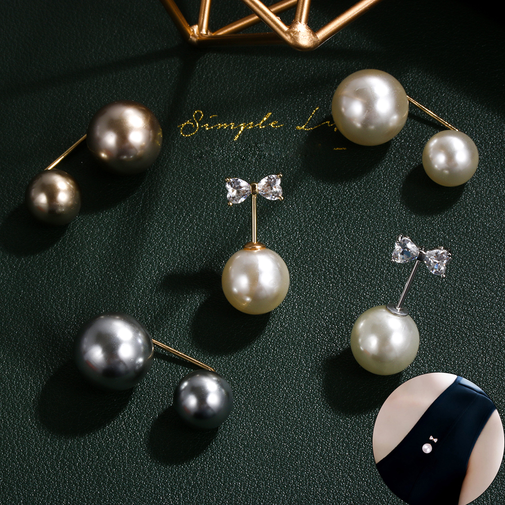 B2RJKKKHO Fashion Accessories Charm Gift Party Trendy Clothes Shirt Jacket Collar Corsage Sweater Blouse Pin Double Pearl Brooch