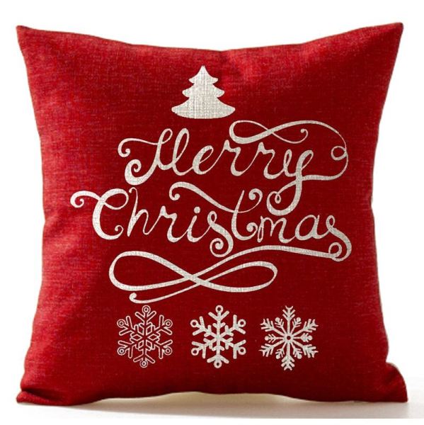 Bảng giá Christmas Pine Tree Snowflake Merry Christmas In Red flax Throw Pillow Case Cushion Cover Home Office Living Room Decorative Square 18 X 18 inch Christmas Gifts;white+ red Phong Vũ