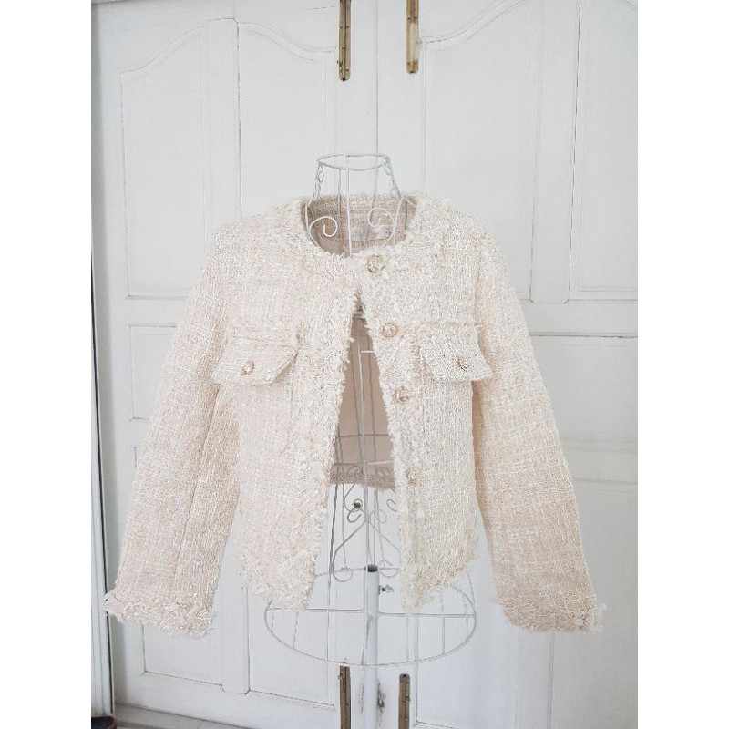 Vxh เสื้ออินเทรนผู้หญิง เสื้อรัดรูป พร้อมส่ง 2สี เสื้อคลุมสไตล์ชาแนลผ้า ...