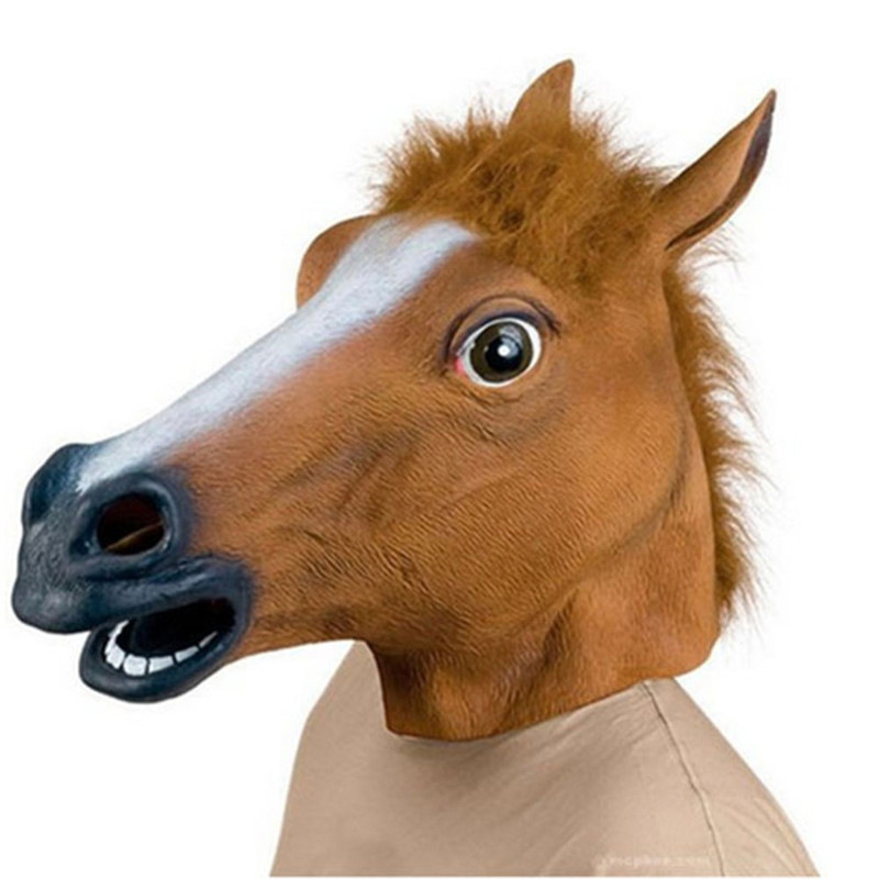 หน้ากากฮาโลวีนบอลคอสเพลย์น้ำยางหัวม้าหน้ากากหัวสัตว์ชุดหน้ากากม้าสุนัขม้าจุนหน้ากากม้า