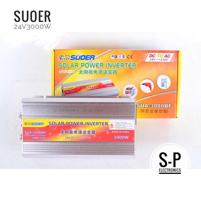 Suoerอินเวอร์เตอร์ 24V 3000W 24V to 220V Portable Smart Power Inverter