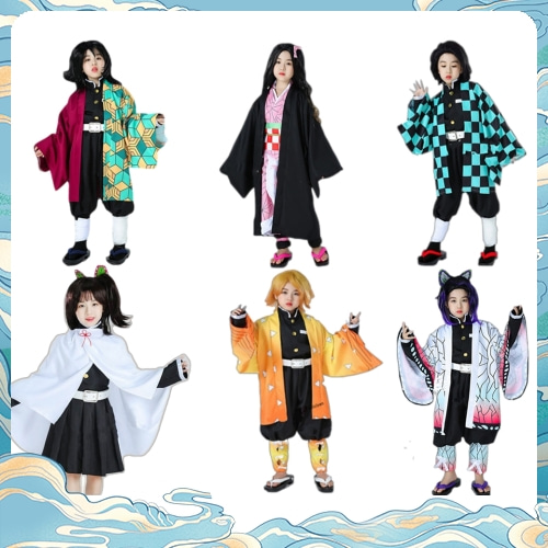 Kids Cosplay Anime Demon Slayer Kimetsu no Yaiba Kamado Nezuko tanjirou Shinobu Giyuu Zenitsu Cosplay Cost