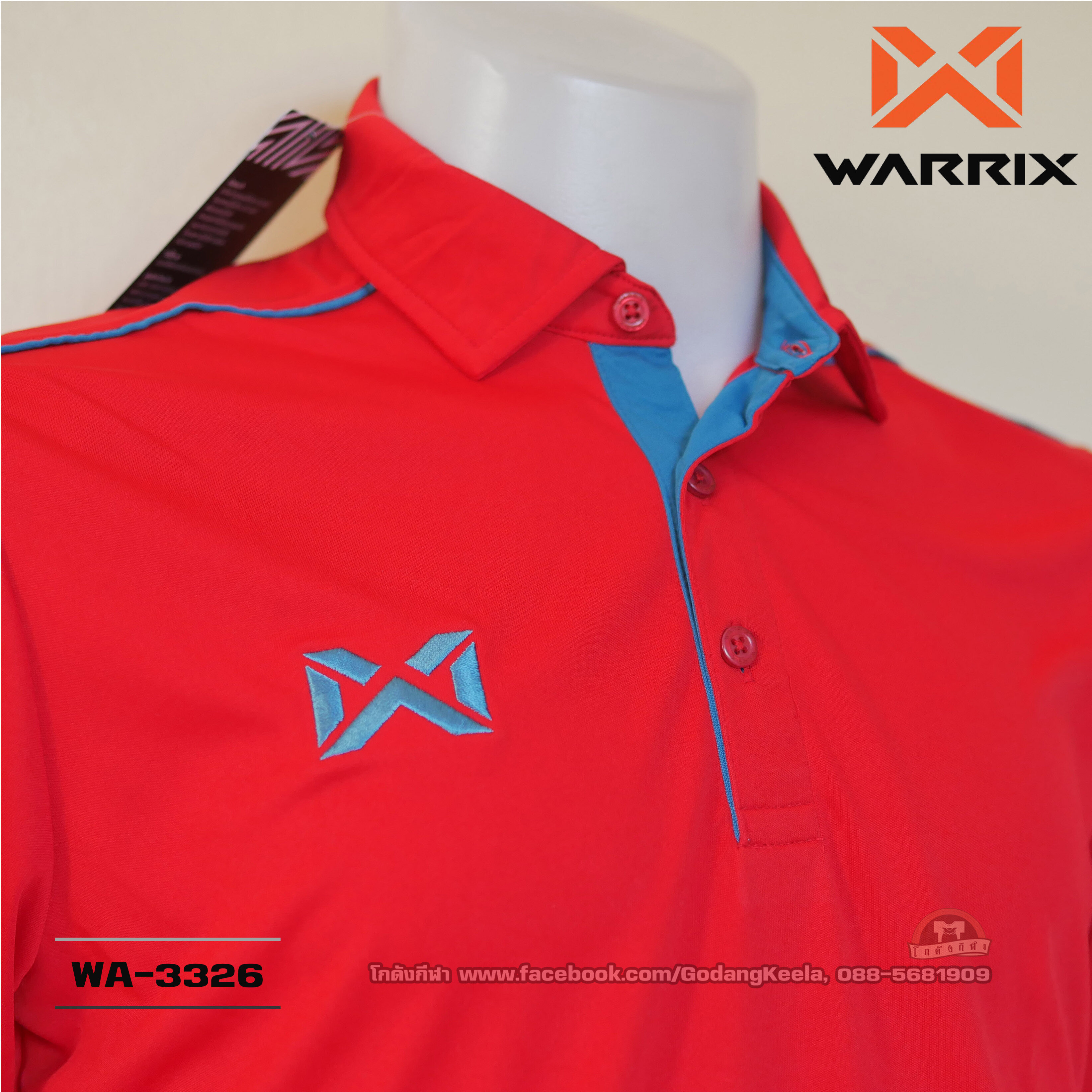 WARRIX เสื้อโปโล WA-3326 สีแดง RI วาริกซ์ วอริกซ์ ของแท้ 100%