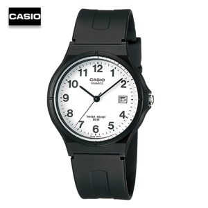 สินค้า Velashop นาฬิกาข้อมือผู้ชาย Casio สายเรซิ่นสีดำ หน้าปัดขาวเลข รุ่น MW-59-7BVDF, MW-59-7B, MW-59, MW59