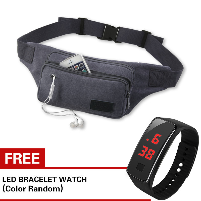 กระเป๋าคาดเอว สปอร์ต สำหรับคุณผู้ชายและคุณผู้หญิง พร้อมฟรี นาฬิกา LED