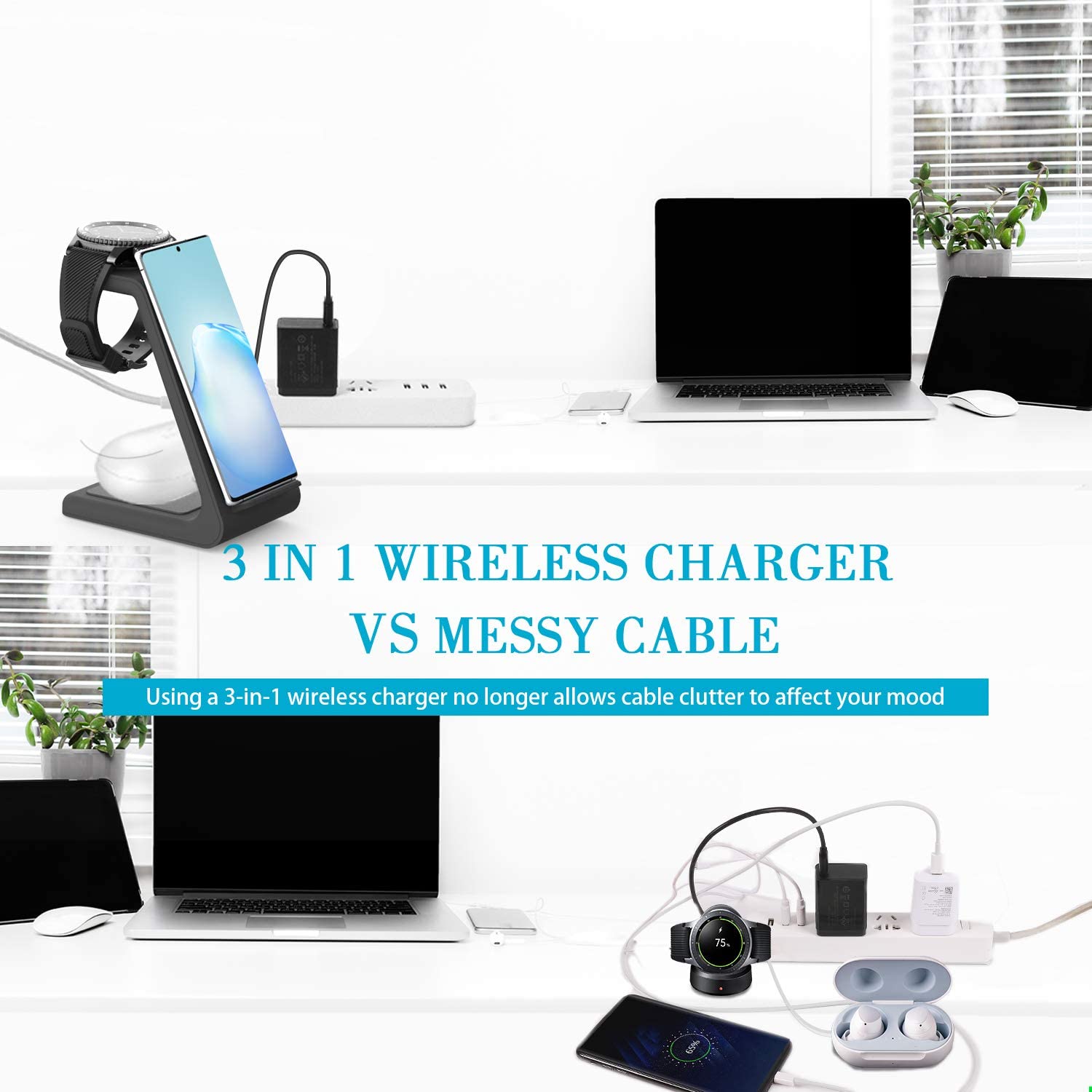 Wireless Charger Samsung 3 In 1 10 W Fast Charging Qi Certified