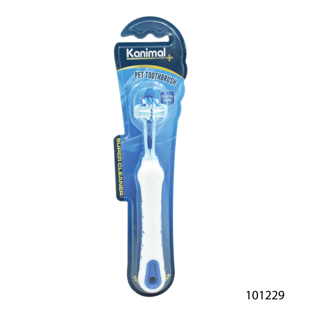 Pet 3-Sided Toothbrush แปรงสีฟันสัตว์เลี้ยง แปรงฟัน 3 ด้าน พร้อมที่แปรงลิ้น สำหรับสุนัขและแมว ขนาด 17x2.5 ซม.