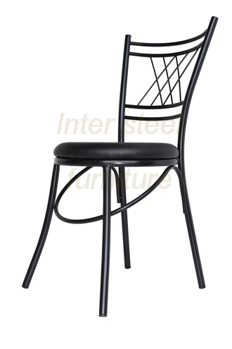 Inter Steel CH111BK เก้าอี้เหล็ก เก้าอี้นั่งทานข้าว เก้าอี้กินข้าว รุ่น CH111 โครงสีดำ-เบาะสีดำ Diner chair steel chair