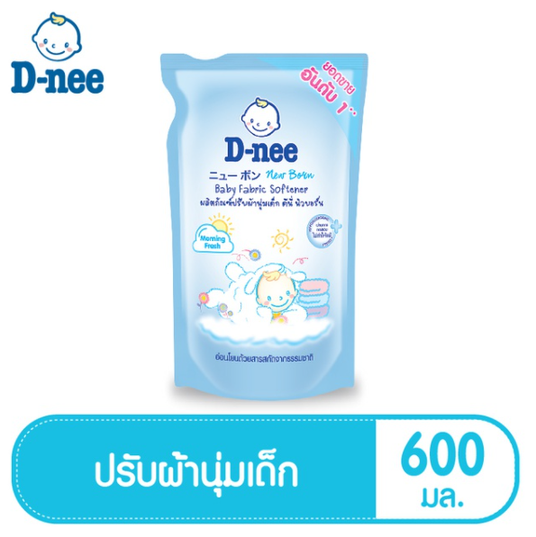 D-Nee ดีนี่ ผลิตภัณฑ์ปรับผ้านุ่มเด็ก น้ำยาปรับผ้านุ่มดีนี่กลิ่น Morning Fresh ถุงเติม 600 ml. สีฟ้า