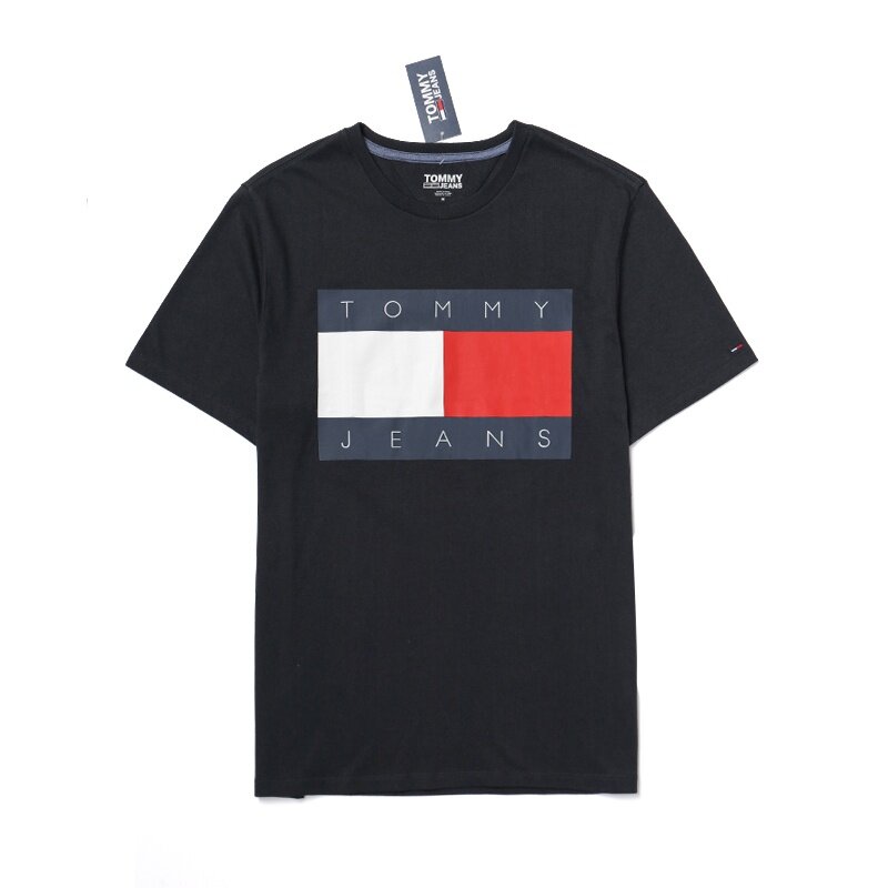 Tommy HILFIGER Tommy เสื้อยืดแขนสั้น ทรงหลวม แฟชั่นสําหรับผู้ชาย บ้า