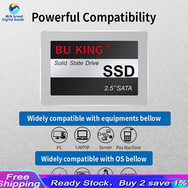 BU KING SSD SATA 3.0 TLC ดิสก์แบบแข็งโซลิดสเตทไดรฟ์สำหรับ Win XP/7/8/10/Mac OS