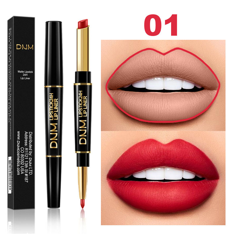 DNM 12 สี Lip Liner Matte ดินสอเขียนขอบปาก Double Head ติดทนนาน Waterproof Moisturize ลิปสติก Makeup Contour Cosmetics