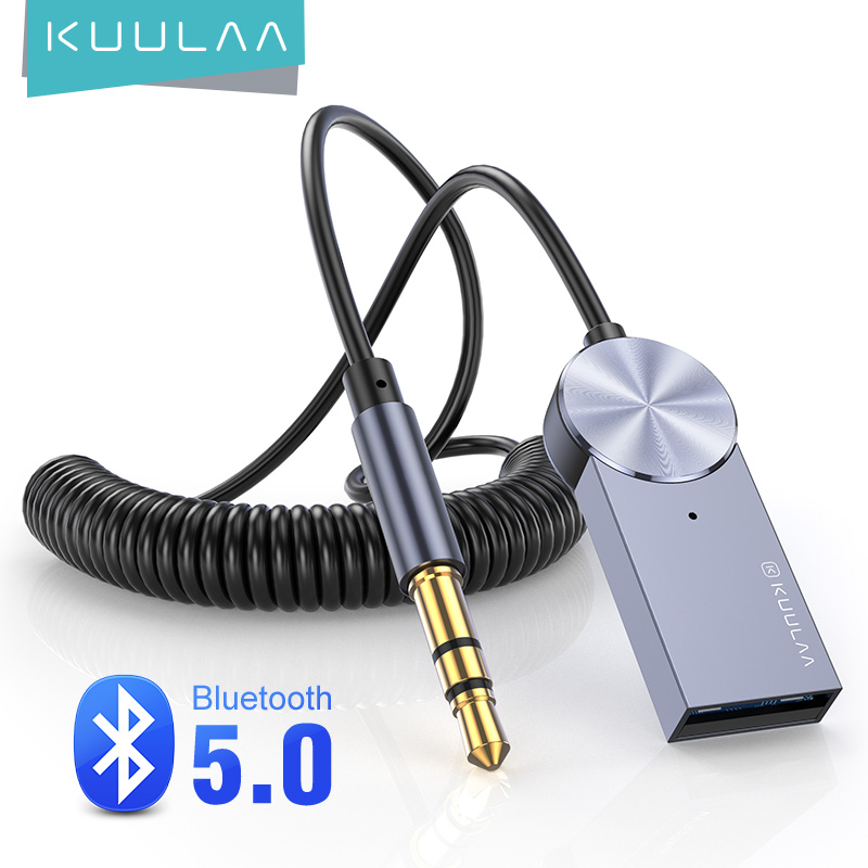 KUULAA ตัวรับสัญญาณบลูทูธ5.0ตัวรับสัญญาณบลูทูธสำหรับรถไร้สาย USB ตัวแปลงบลูทูธ3.5มม.3.5แจ็ค Aux Audio ตัวรับสัญญาณ WIFI สำหรับรถสเตอริโอพีซีไมโครโฟนหูฟัง3.5บ้านแฮนด์ฟรีสมาร์ทโฟนบลูทูธ5.0ตัวรับสัญญาณเพลง Transmitte