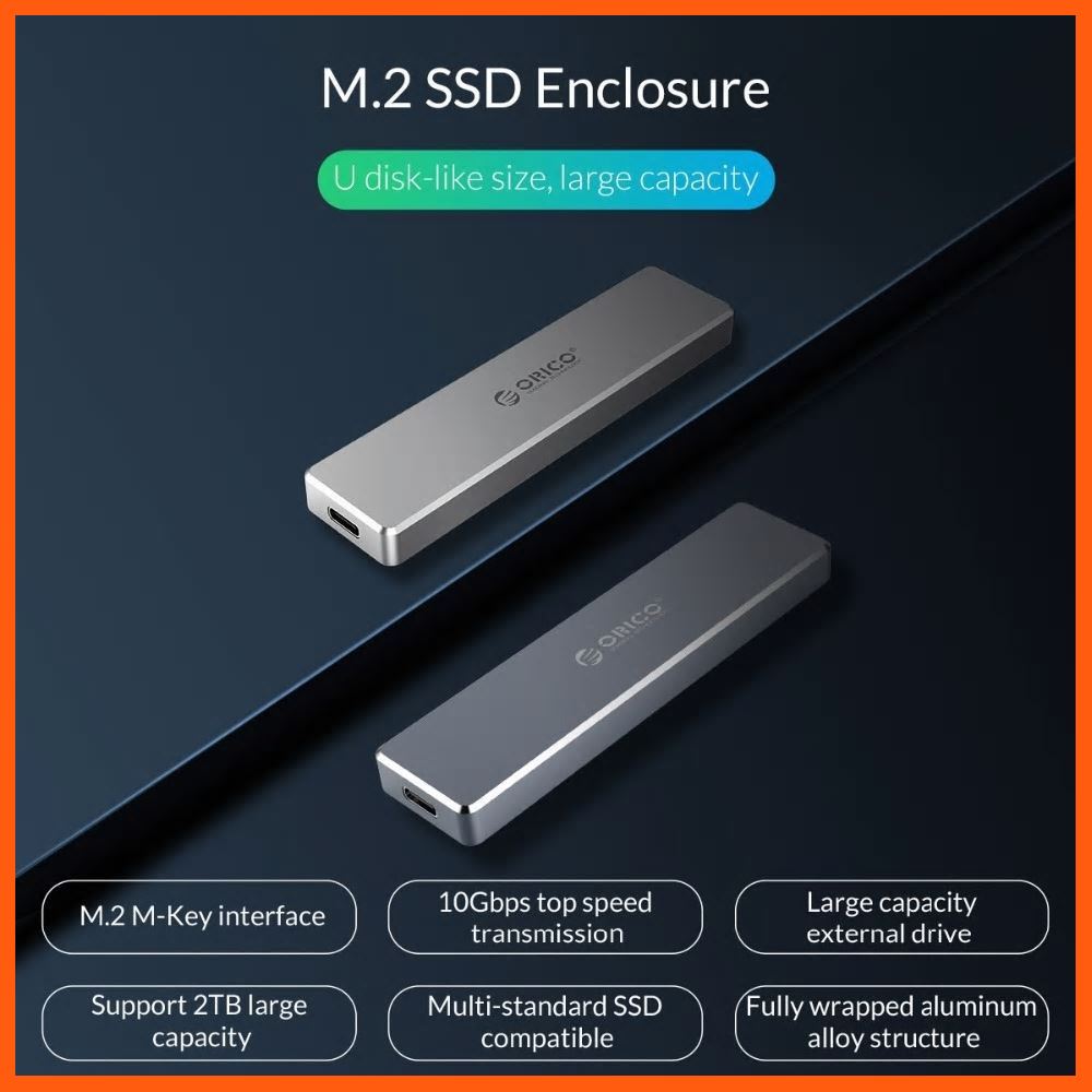 #ลดราคา ORICO M.2 M Key NVMe SSD To USB 3.1 Type C Enclosure M.2 Portable SSD Hard Disk Cases Mini Enclosure Storage