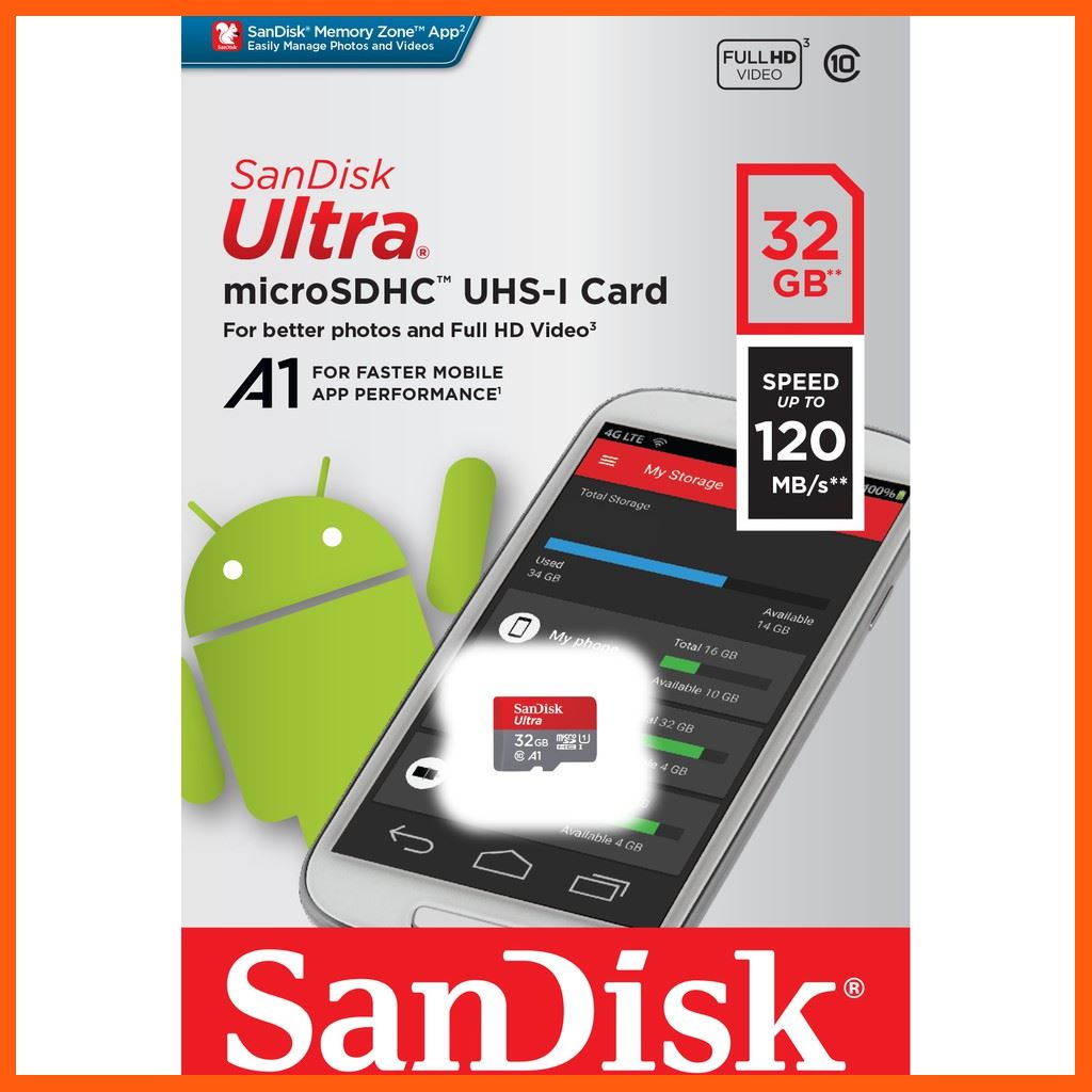 ✨✨#BEST SELLER🎉🎉 Sandisk Ultra MicroSDHC UHS-I 32GB ความเร็วอ่านสูงสุด 120 MB/s U1 A1 (SDSQUA4-032G-GN6MN) อุปกรณ์จัดเก็บข้อมูล (STORAGE & MEMORY CARD ) STORAGE MEMORY CARD อุปกรณ์จัดเก็บข้อมูล Memory Card เม็มโมรี่การ์ด Compact Flash