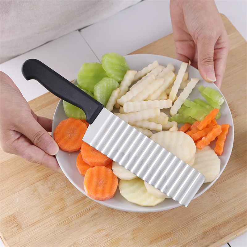 New Stainless Steel Potato Chip Slicer Dough Vegetable Fruit Crinkle