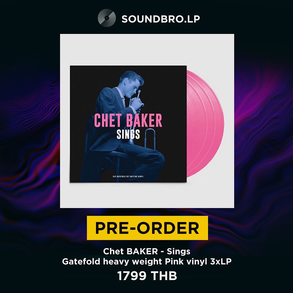 [Pre-Order 14-35 วัน] แผ่นเสียง ใหม่ Chet BAKER - Sings : Gatefold heavy weight Pink vinyl 3xLP