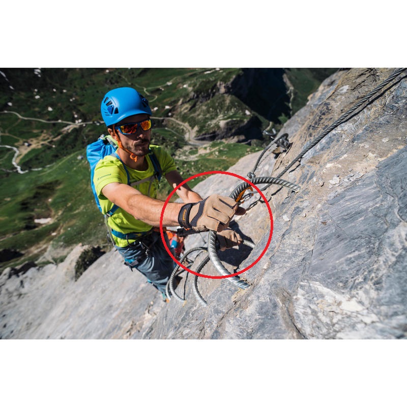 Adult, via ferrata gloves for climbing - Brown