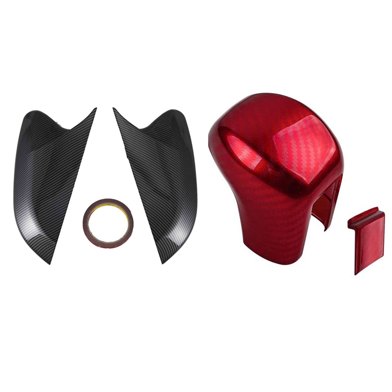 Horn Shape Rear View Side Mirror Cover Rearview Caps with Gear Shifting Knob Cover Change Lever Trim
