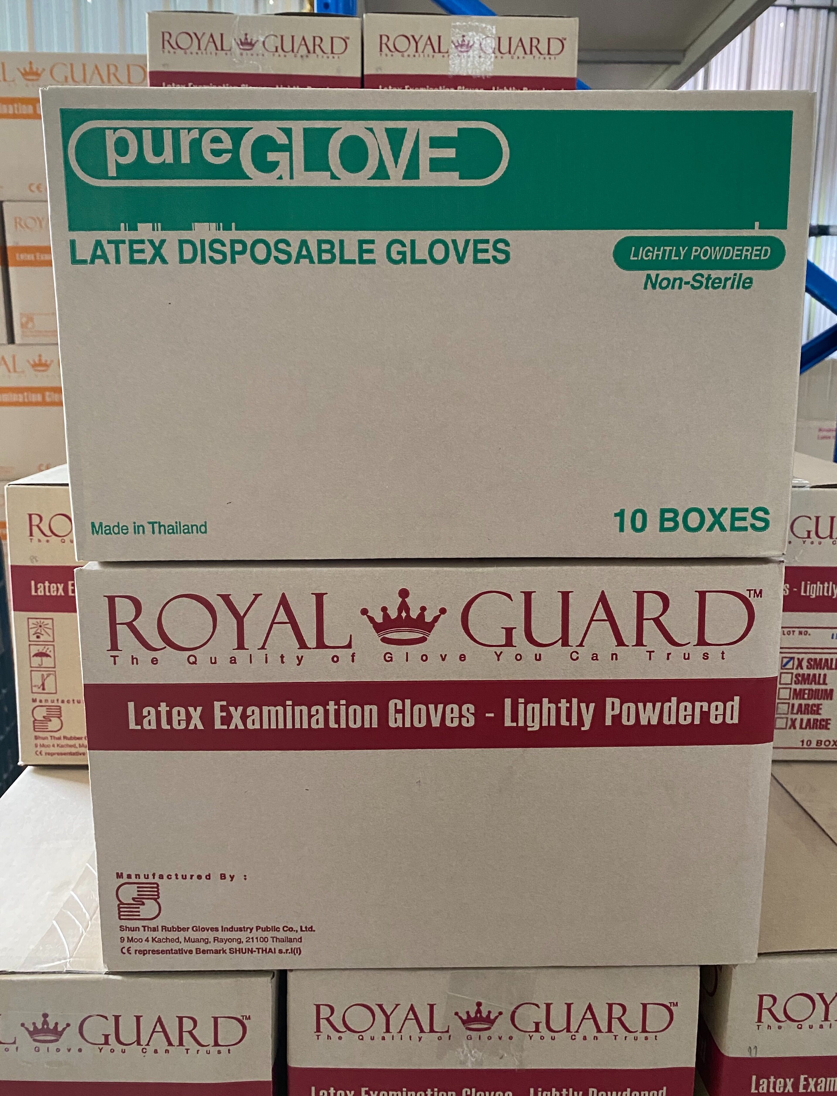 Latex glove ถุงมือยาง ถุงมือแพทย์ มีแป้ง 1 ลัง มี10กล่อง เกรดเอ ของแท้จากโรงงาน ออกบิลVAT ได้