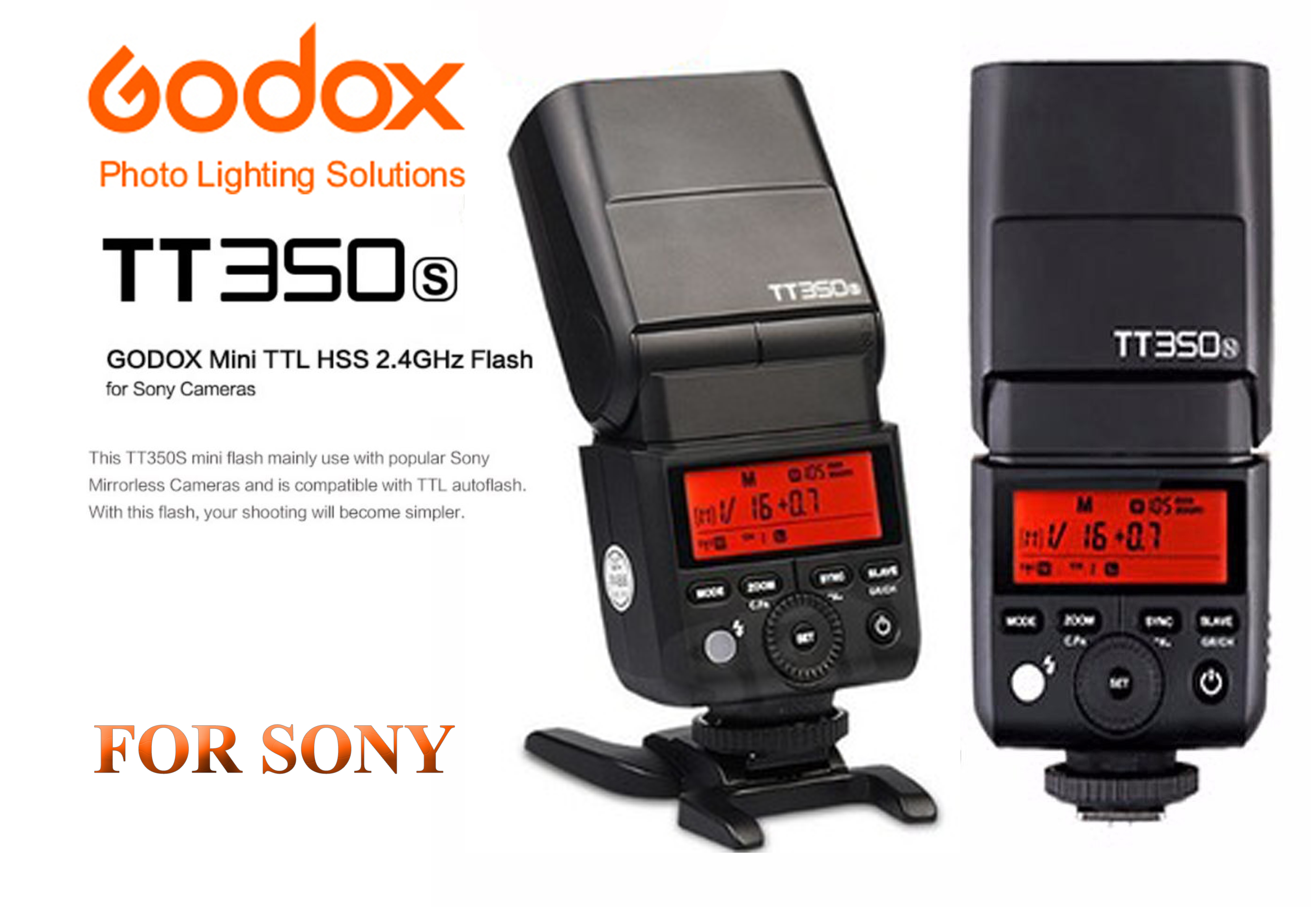 Flash Godox TT350S TTL FOR Sony Mirrorless Camera (สินค้ารับประกัน 1 ปี