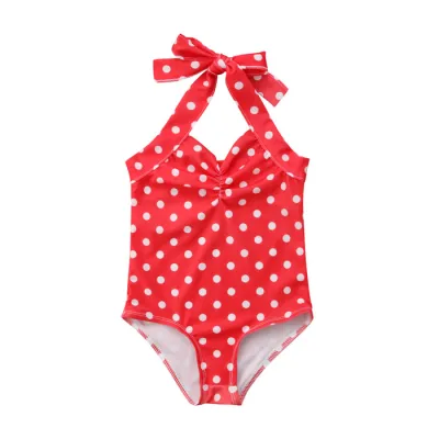 Toddler Girl Swimwear Infant Kids Baby Girls Polka Dot One Piece Swimsuit Halter Beach Baby Swimwear Swimming Suits 0-3 Years