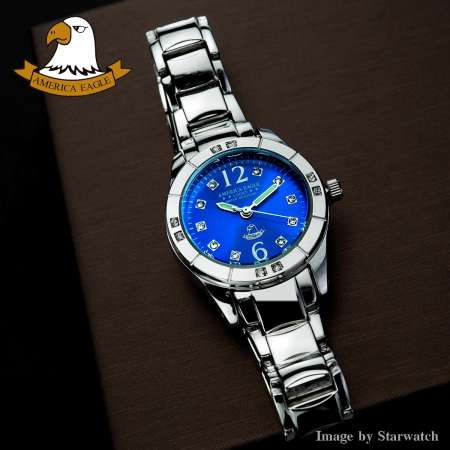 AMERICA EAGLE นาฬิกาข้อมือผู้หญิง สายสแตนเลส รุ่น AE013L - Silver/Blue