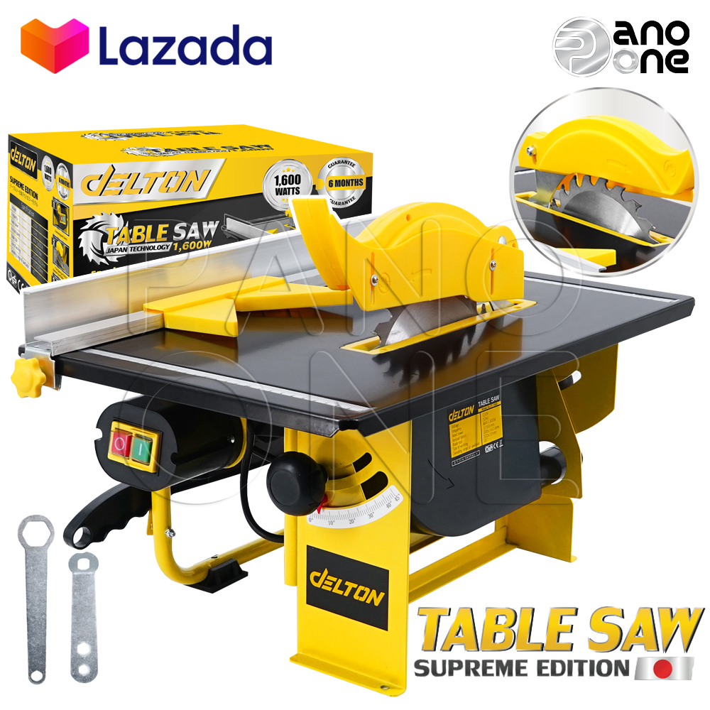 DELTON โต๊ะเลื่อยวงเดือน 8 นิ้ว 1600W รุ่น DT-1600 Table Saw ปรับองศาได้ พร้อม ใบเลื่อยวงเดือน และ อุปกรณ์ ครบชุด