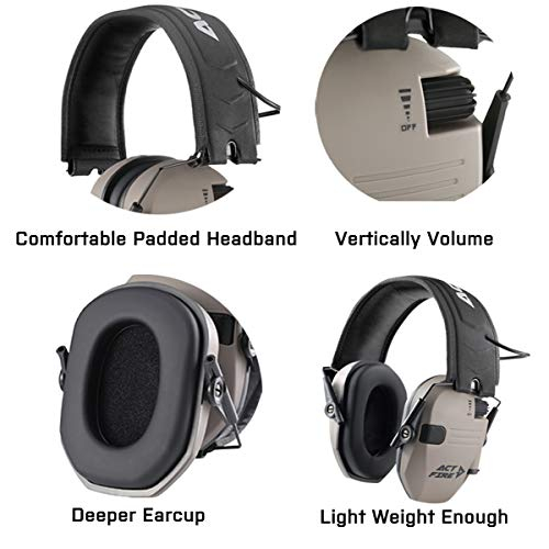 ACT FIRE Shooting Earmuffs, Electronic Hearing Ear Protection for Range