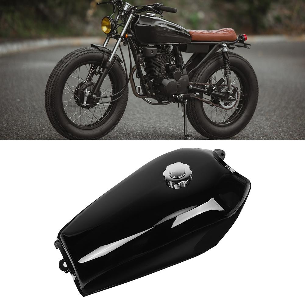 [COD]รถจักรยานยนต์ Universal Bright Black Retro ถังแก๊สพร้อมฝาครอบสวิทช์สำหรับ Honda CG125