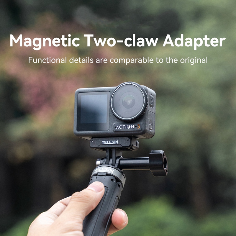 TELESIN Magnetic Two Claw Adapter Action Camera Adapter for DJI OSMO Action 3 Accessories