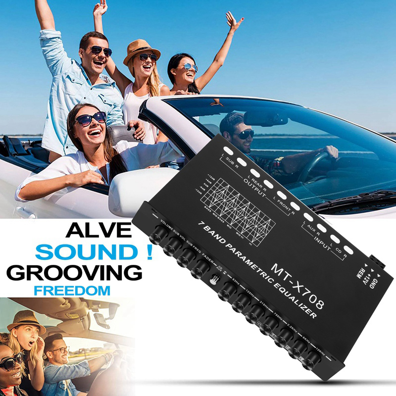 Car Audio Equalizer, Adjustable EQ Car Amplifier Graphic Equalizer with CD/AUX Input Select Switch,Black