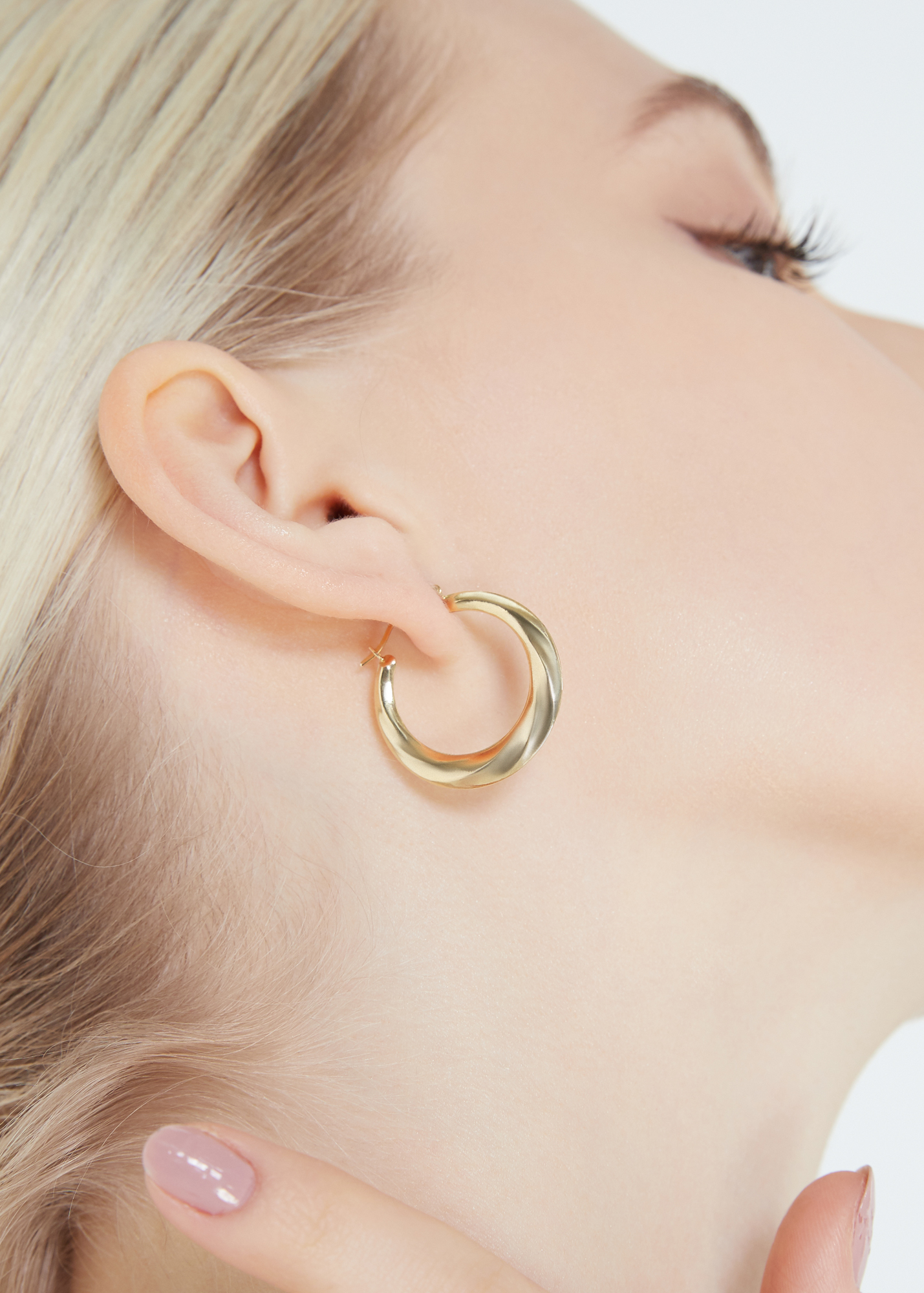 ต่างหูห่วงทองคำแท้ 14k (เส้นผ่าศูนย์กลาง 1 นิ้ว) 14K Yellow Gold loop earrings(diameter 1 inch)