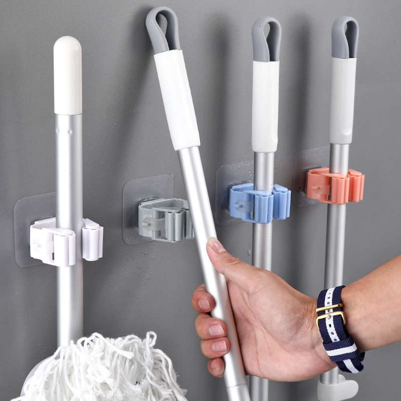 ไม่จำเป็นต้องเจาะรูที่ผนัง ดีไซน์สติกเกอร์ติดทนยาวนานด้วยนาโนฟิล์มใหม่ อุปกรณ์เก็บม็อบถูพื้นแบบตะขอ ชั้นวางไม้ถูพื้น ชั้นวางไม้กวาด ราคา 2 บาท*ส่งฟรี