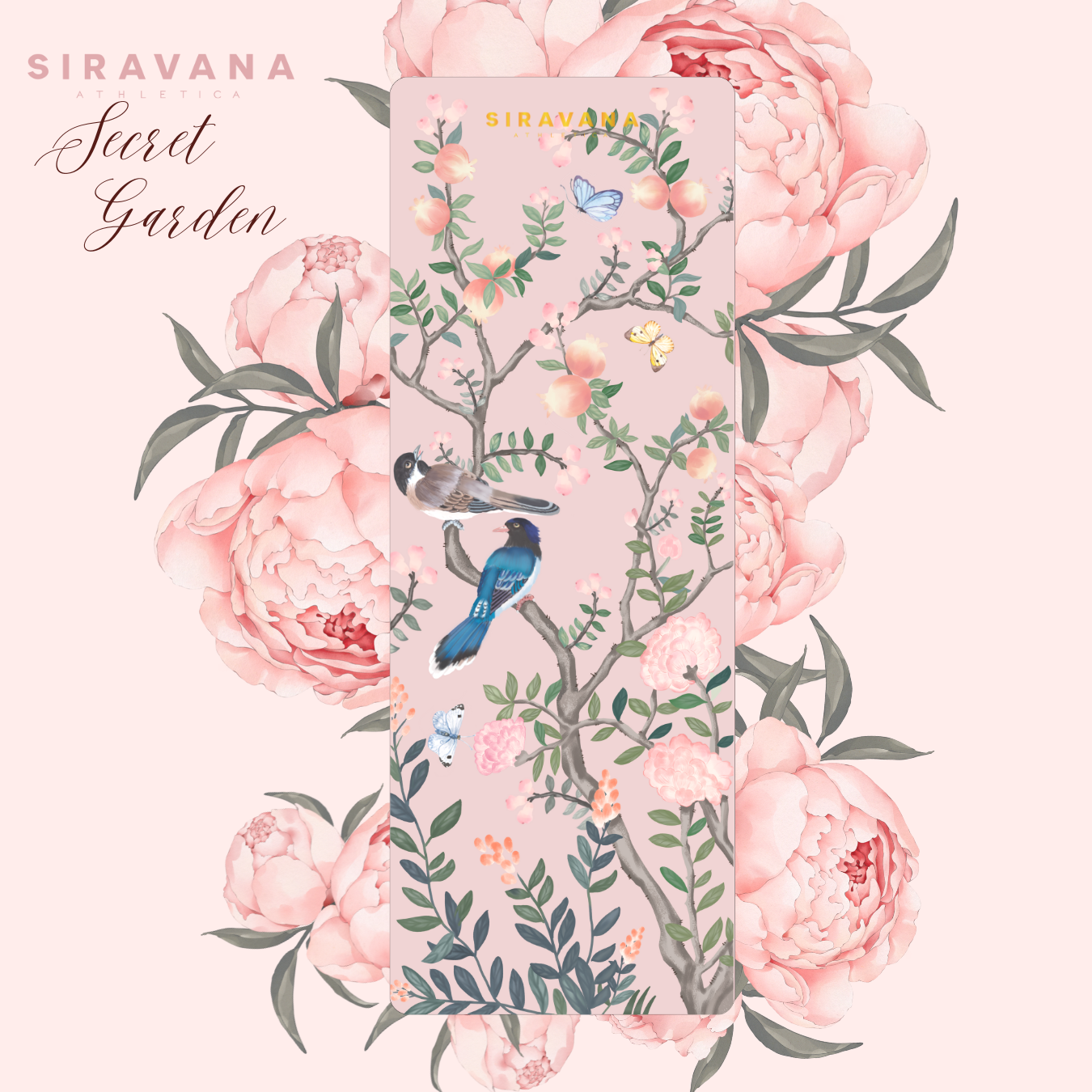 SIRAVANA เสื่อโยคะยางพารา รุ่น Secret Garden PU Matte Coco Yoga Mat 5mm