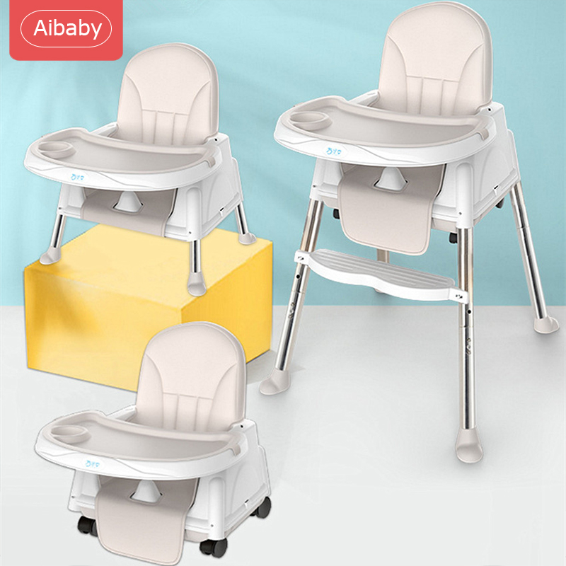 โปรโมชั่น Aibaby เก้าอี้กินข้าวเด็ก โต๊ะกินข้าวเด็ก เก้าอี้ทานข้าวสำหรับเด็กFoldable Portable Baby Safety Dining HighChair เก้าอี้กินข้าวเด็กทรงสูง มีถาดทานอาหาร มีล้อเลื่อน