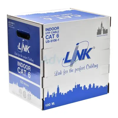 Link Lan Cable สายแลน สายสัญญาณข้อมูล CAT6 UTP Enhanced Cable,CMR White (100m/Box) US-9106-1
