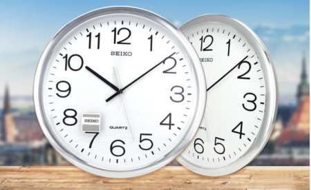 SEIKOแขวนผนังรุ่น PQA041-ST - Silver ( 16 นิ้ว )