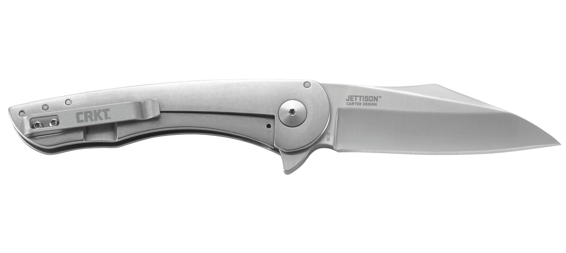 CRKT Jettison Framelock Knife Stonewash Stainless Handle Satin Plain